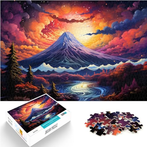 Puzzlespiel, farbenfrohes Mount Fuji, 1000-teiliges Puzzle für Erwachsene, Holzpuzzle, Familienspiel zum Stressabbau, schwieriges Herausforderungspuzzle, 1000 Teile (50 x 75 cm)