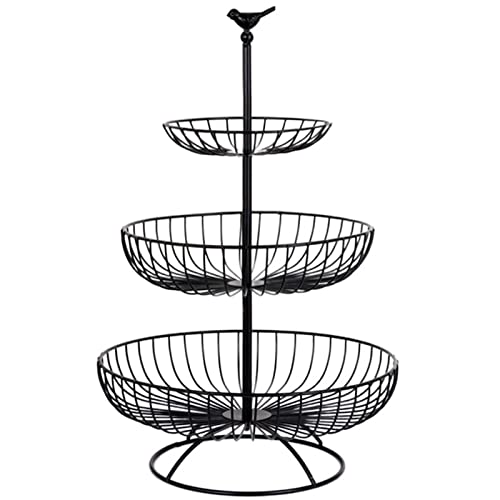 VSULZVNU Obstschale Haushalt Obstteller Arbeitsplatte Metall Obstkorb Schwarz Stil Tablett Rack Aufbewahrungskorb