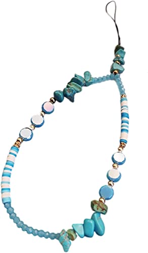 GETSTREE Perlen-Handy-Lanyard, Handy-Lanyard, Perlenkette, modischer Perlenanhänger, handgefertigtes Lanyard, Handschlaufe, Damen-Handyhüllen-Zubehör(Blue)