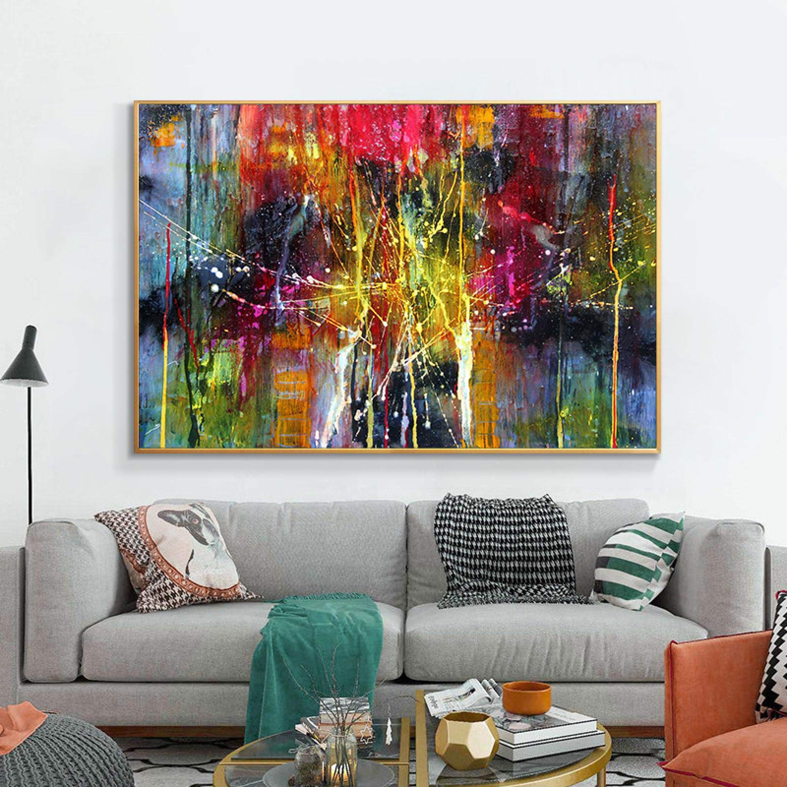 Leinwand Kunst Poster und Drucke Bunte Moderne Kunst Gemälde an der Wand Bilder für Sofa Hintergrund Wanddekoration 70x100cm Rahmenlos