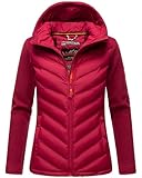 MARIKOO Damen Fleece Hybrid Jacke Trekking Wanderjacke Übergangsjacke [B929-Haruna-Fuchsia-Gr.L]