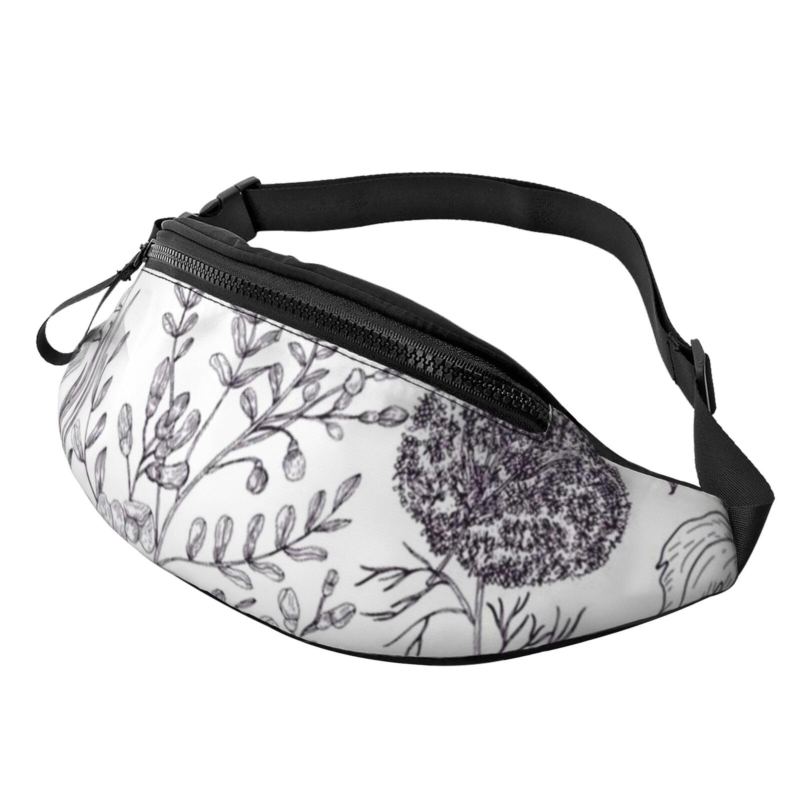 HSJFS Runner Bull Skull Printed Sports Crossbody Waist Bag Casual Chest Bag, Blühende Kräuter und Kräuterpflanzen, Einheitsgröße