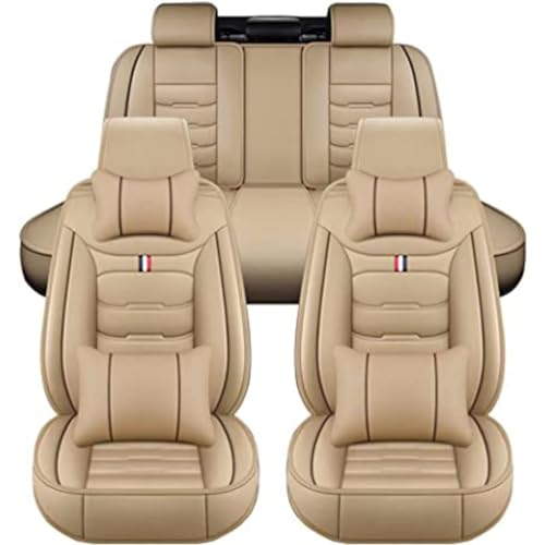 PERFECC Auto Schonbezüge für Acura MDX 2007-2013,Vordersitzbezüge Sitzbezüge PU Leder wasserdichte Autositzschoner Innere Zubehör,A-beige