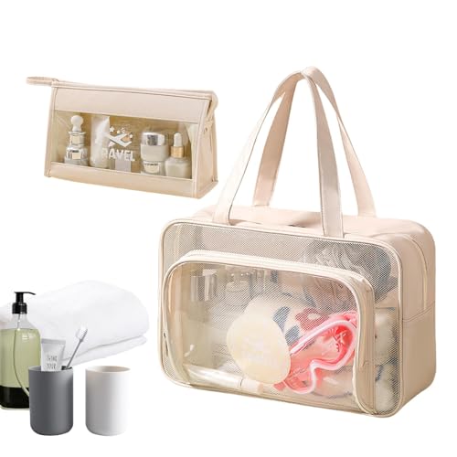 Aizuoni Durchsichtige Kosmetiktasche, durchsichtige Make-up-Tasche | 2 Stück Nass-/Trockentrennung Reise-Make-up-Kosmetiktasche,Reise-Make-up-Kosmetiktasche, transparenter Make-up-Organizer,