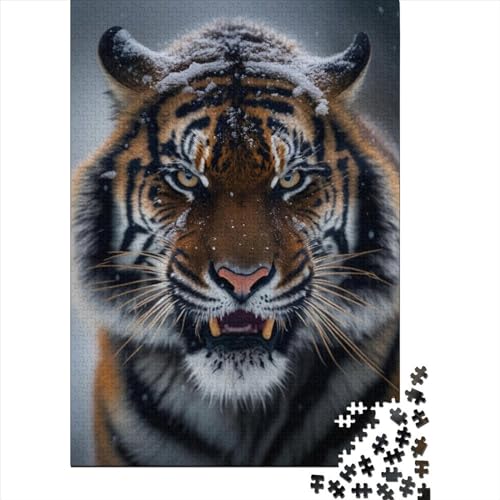 Sibirische Schneetiger, Kunst-Puzzle für Erwachsene, 1000 Teile, Holz-Puzzle für Erwachsene, Teenager, Puzzle für Erwachsene, Lernspiel, Herausforderungsspielzeug, 75 x 50 cm