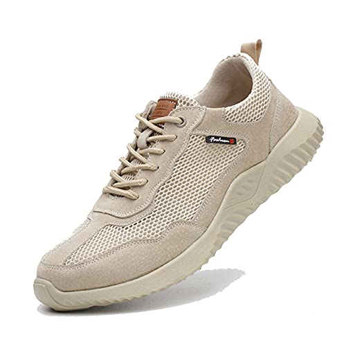 fayengan Schutzschuhe Stahlkappe Herren Leicht Damen Sicherheitsschuhe Atmungsaktiv rutschfest Arbeitsschuhe (Color : Beige, Size : 39)