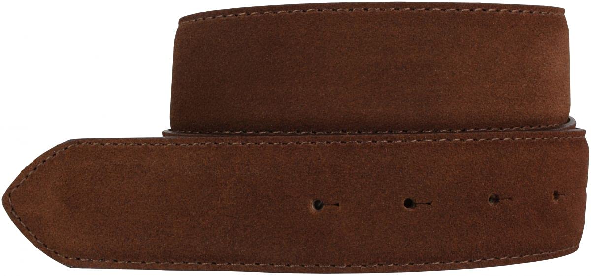 BELTINGER Wechselgürtel aus Veloursleder ohne Schnalle 4 cm | Druckknopf-Gürtel für Damen Herren 40mm | Wildleder-Gürtel 4cm | Tabac 100cm