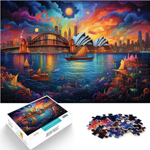 Spielzeug Puzzle Farbe Sydney Opera House und Hafen für Erwachsene 1000-teiliges Puzzle Holzpuzzles, die herausfordernd, aber unterhaltsam und humorvoll sind 1000 Teile (50 x 75 cm)