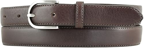 BELTINGER Damen-Gürtel aus Vollrindleder 2,5 cm | Schmaler Gürtel für Damen 25mm | Bombierter Ledergürtel | Braun 95cm