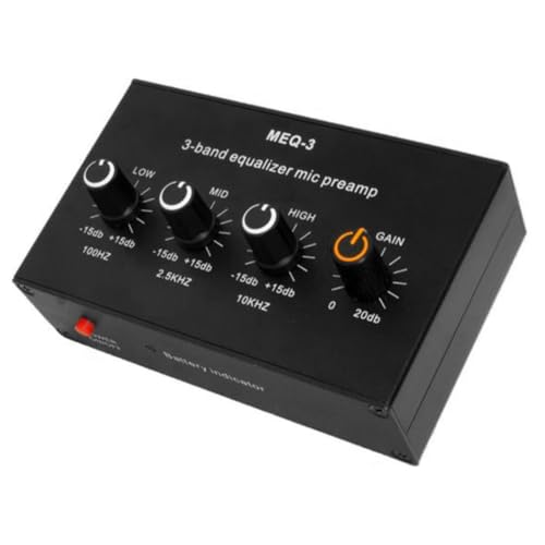 Pyugxab MEQ-3 3-Segment-Equalizer, Ton, Höhen, Mitten, Bässe, Einstellung für Computerspiel-Headset, Ohrverstärker, Audiosignal-Vorverstärker