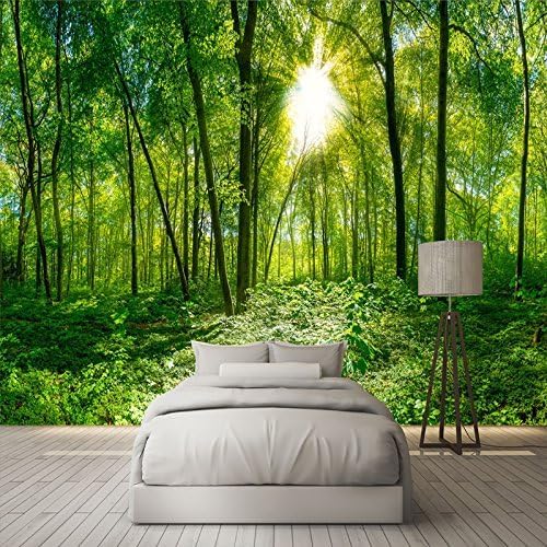 XLMING Grüner Wald Bäume Natur Landschaften Küche Esszimmer Arbeitszimmer Wohnzimmer TV Hintergrund Wand 3D Tapete-430cm×300cm