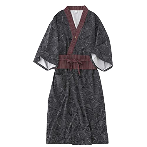 Fancy Pumpkin Herren-Bademantel „Yukata“, Kimonomantel, Saunamantel Gr. L, Khaki1195l