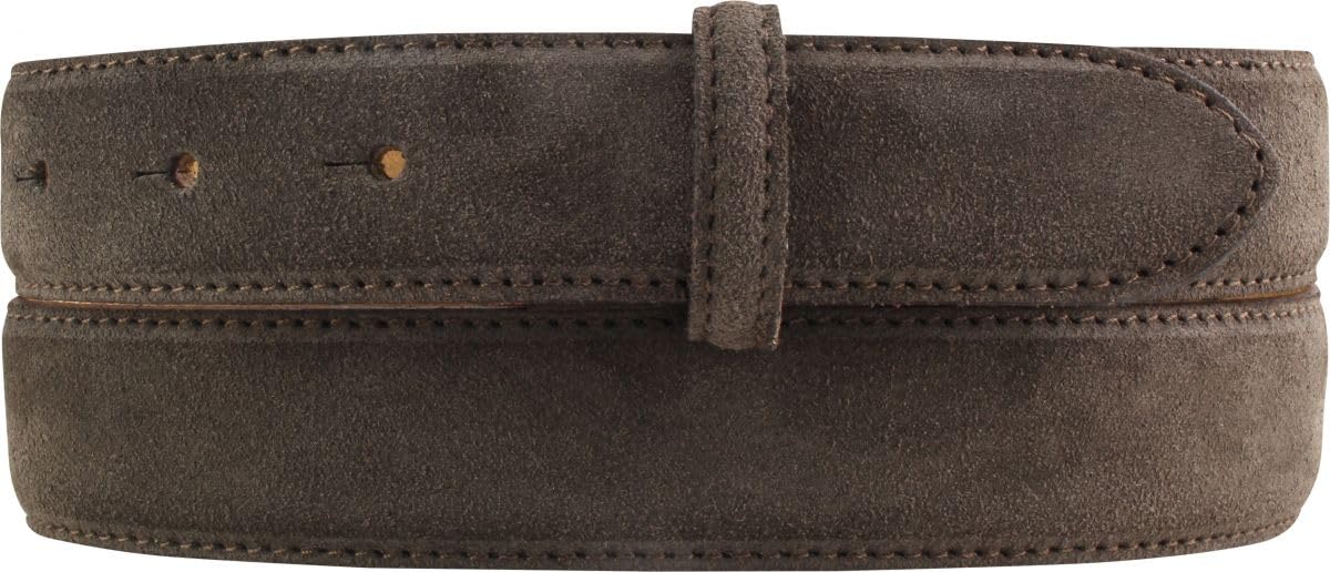 BELTINGER Wechselgürtel aus Veloursleder ohne Schnalle 3,0 cm | Druckknopf-Gürtel für Damen Herren 30mm | Wildleder-Gürtel | Dunkelbraun 90cm