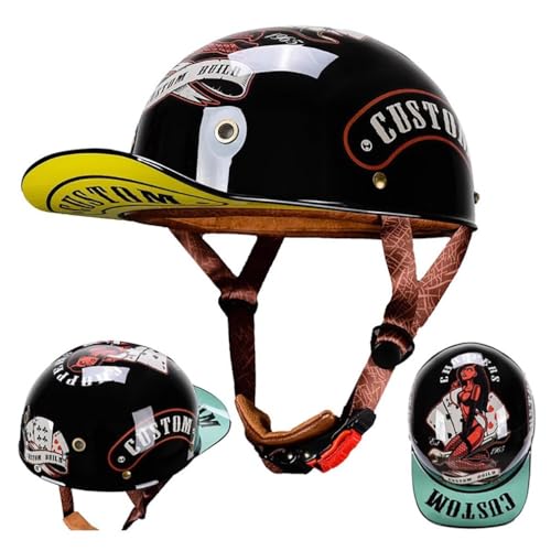 Motorrad Halbschalen Halbschalenhelm Halbhelm Baseball Cap Motorradhelm Mit ECE-Zulassung Cruiser Chopper Scooter Helm Baseballmütze-Helm Mopedhelm für Erwachsene Männer Frauen