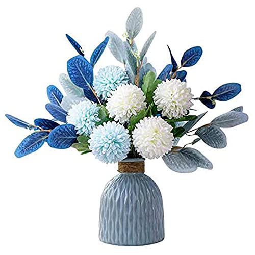 HVVENTY Künstliche Blume und Vase, künstliche Hortensien, Blumenarrangement, verwendet für Zuhause, Büro, Hochzeit, Tisch, Esszimmer