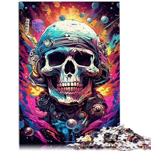 Puzzle für farbigen Totenkopf-Astronauten, 1000-teiliges Holzpuzzle für Erwachsene, Spielzeug, Puzzle, Lernspiele, Stressabbau-Puzzle, 1000 Teile (50 x 75 cm)