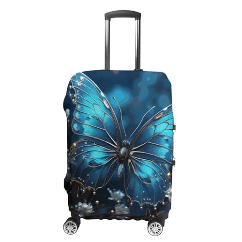 CSGJMYGS Reisegepäckabdeckung, elastisch, waschbar, modisch, kratzfest, Motiv: blauer Schmetterling und Mond, Kofferschutz, passend für 45,7 - 81,3 cm Gepäck, Style-3, XL