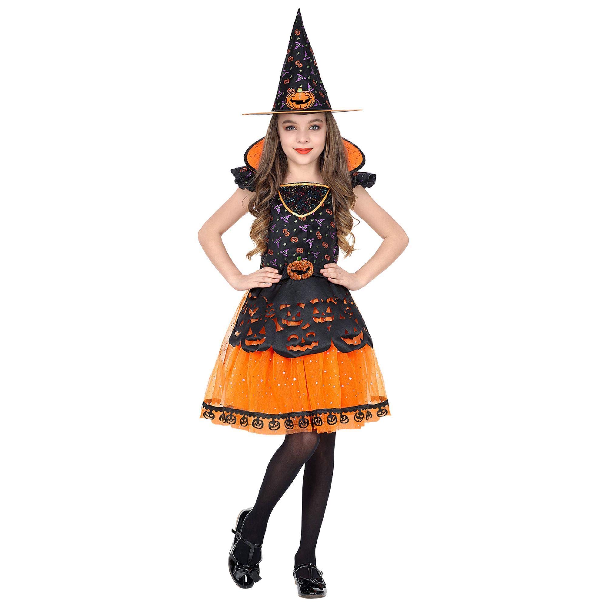 Widmann - Kinderkostüm Hexe, Kleid und Hut, Halloween, Karneval, Mottoparty