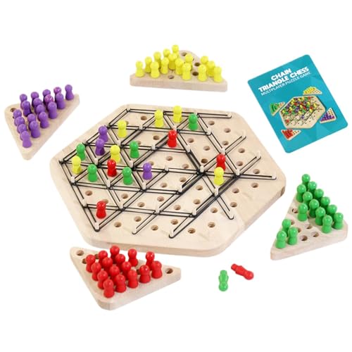 Kettenschach | Gummibandspiel | Kettendreieck-Spiel | Geometrie-Ketten-Schachspiel | Kinder-Strategiespiel | Triggle Rubber Band-Spiel Für Kinder, 2–4 Spieler, Dreiecksschachspiel