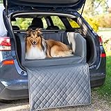 CopcoPet - Travel Bed Hundebett für Kofferraum 100x80 cm Kunstleder - Kofferraumschutz Hund wasserabweisend & Kratzfest - Hundebett Auto rutschfest & robust mit Schutzdecke - Reisebett Hund Grau