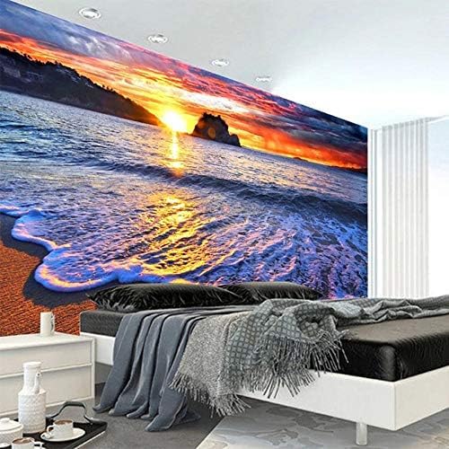 XLMING Fantastischer Und Schöner Blick Auf Den Sonnenaufgang An Der Meeresküste 3D Tapeten Home Esszimmer Sofa Schlafzimmer Wohnzimmer TV Hintergrund-350cm×256cm