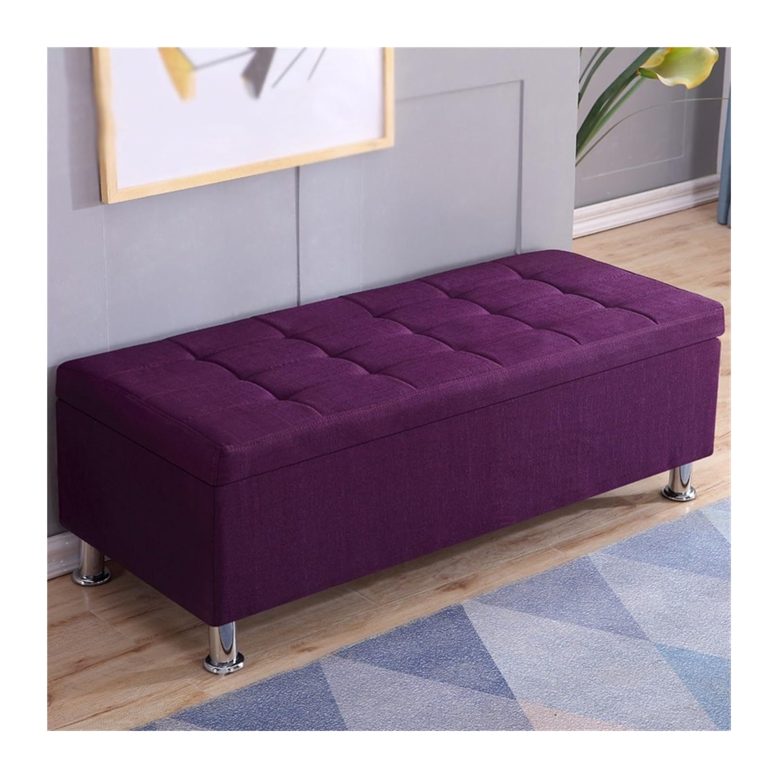 FUHAI-666 Schuhregal Rechteckiger Sofahocker, Schuhputzhocker, Nachttischhocker, multifunktionaler Aufbewahrungshocker, Hocker for Ankleidezimmer, Umkleidekabine Schuhrschrank(Purple,70 * 30 * 35cm)