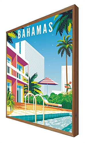 Ccretroiluminados Vintage Beleuchtetes Schild mit Licht LEDs Bahamas: Reise-Serie