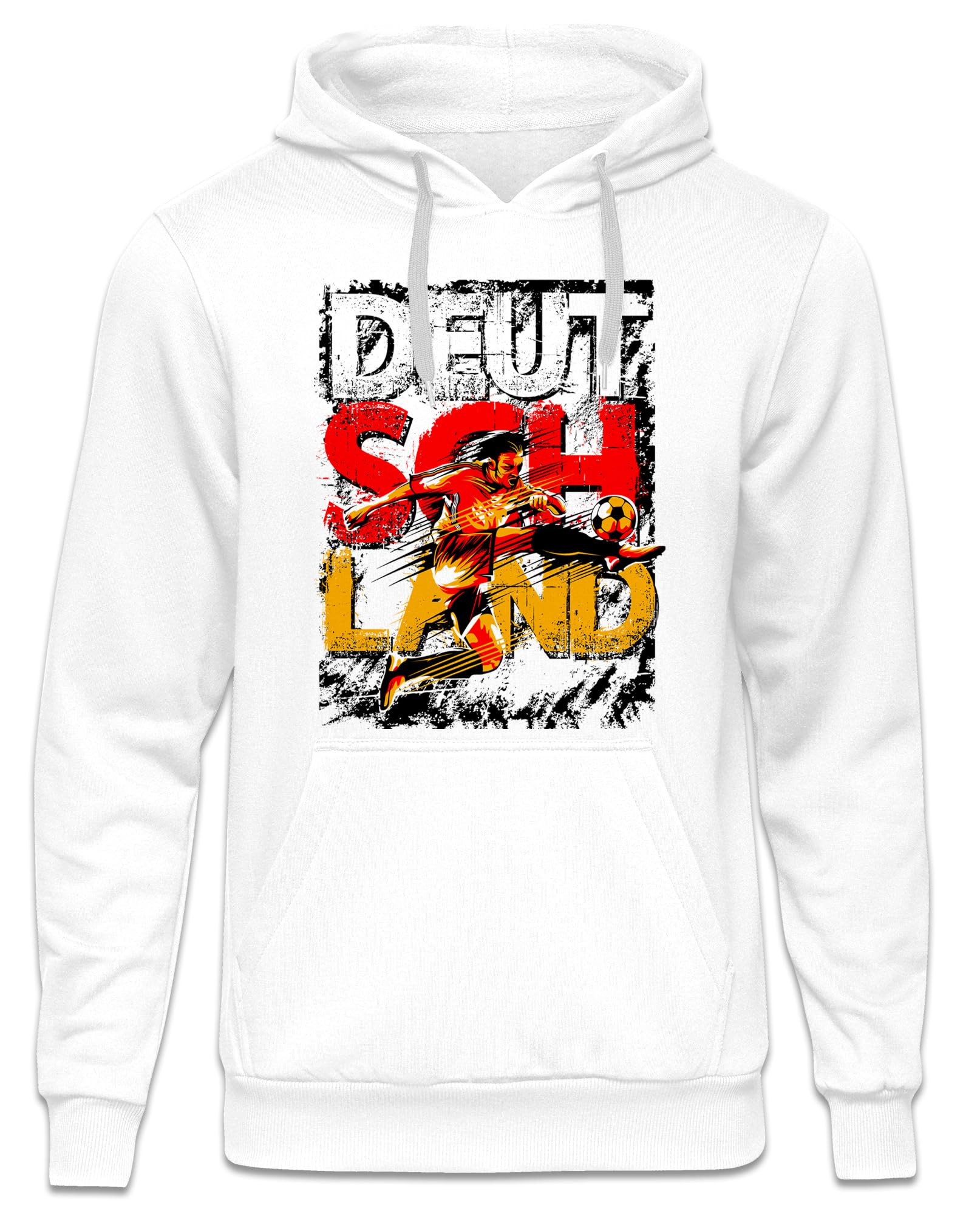 UGLYSHIRT Deutschland Herren Kapuzenpullover | Deutschland Pullover Deutschland Trikot Fanartikel Fussball EM WM Deutschland Flagge Germany Hoodie | M1 Weiß (L)