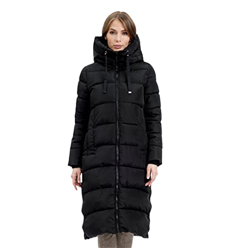 Damen Winter Daunenjacke Dicker Parkas Kapuzenmantel Gepolsterter Mantel Warm Gesteppte Oberbekleidung, Schwarz , 38