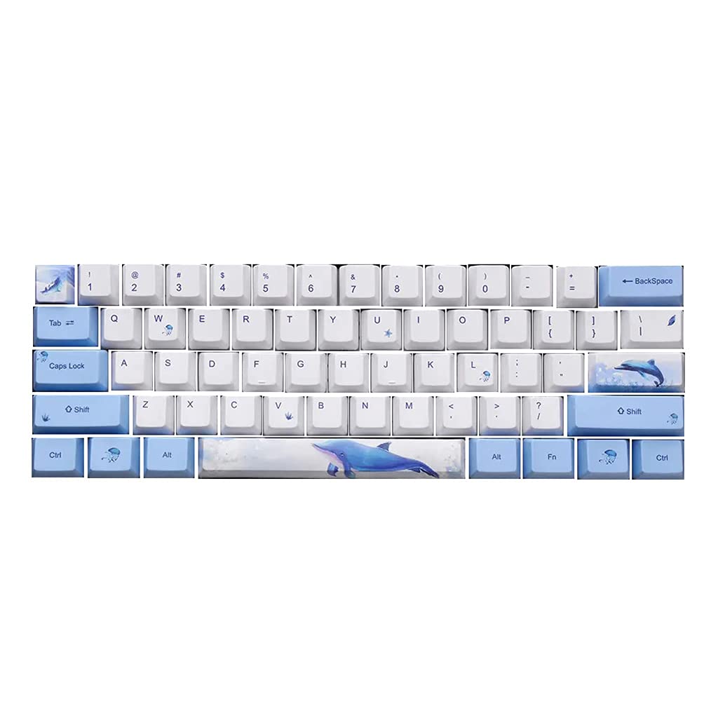 PBT-Tastenkappen mit 72 Tasten, vollständiges Set, mechanische Tastatur-Tastenkappen, PBT-Farbstoff-Sublimation, Wal-Thema, Farbsublimationstastenkappen