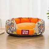 TiLLOw Universelles Haustierbett for alle Jahreszeiten, exquisites und tragbares Hundebett for mittelgroße Hunde(Orange,M)