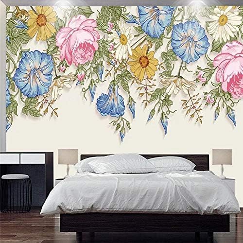 XLMING Bunte Blumen Küche Esszimmer Arbeitszimmer Wohnzimmer TV Hintergrund Wand 3D Tapete-430cm×300cm