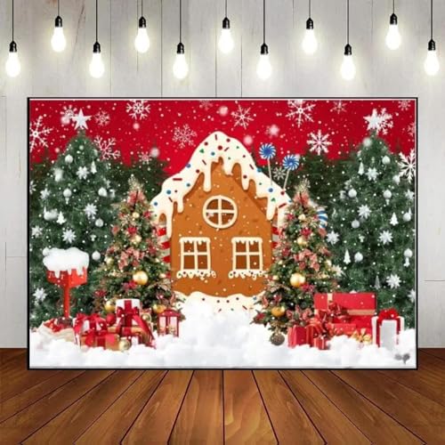 Frohe Weihnachten Weihnachten Dorf Baby Party Hintergrund Baum Kust Geburtstag Hintergrund Rentier Foto Claus Lebkuchenhaus Banner 240X180cm