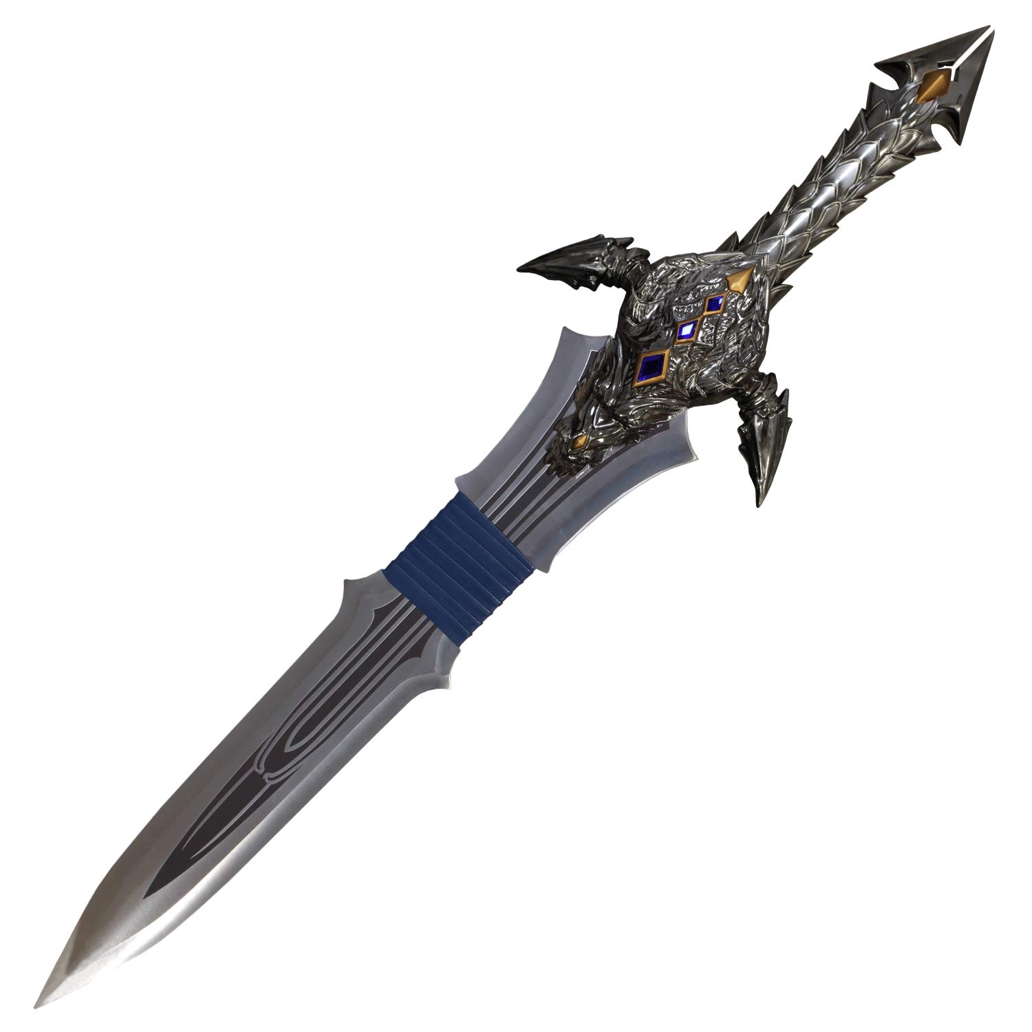 World of Warcraft Schwert inoffizielle Replik von Anduin Lothars Quel'Zaram Schwert aus Edelstahl mit Metallgriff und 71cm Klinge - Dekoratives stumpfes Schwert