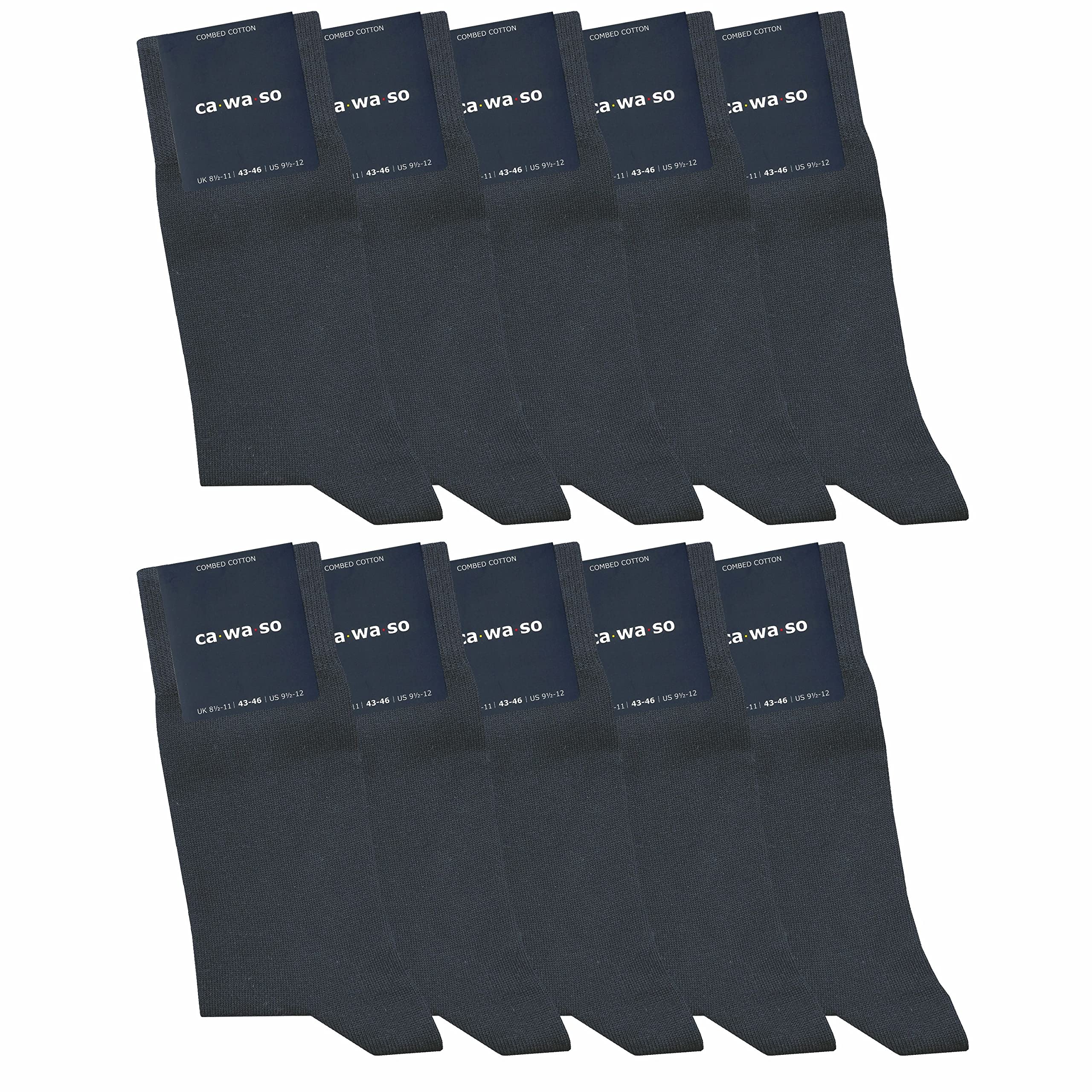 ca·wa·so Socken für Damen & Herren im 10er-Set | Ohne drückende Naht | Bequemes & weiches Material (80% Baumwolle) | Business & Freizeit (43-46, blau)