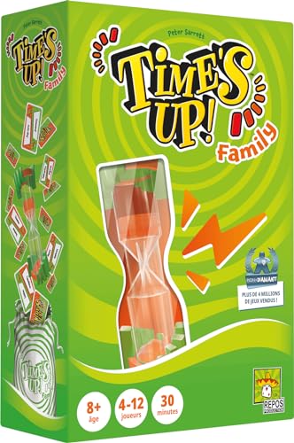 Asmodee - Repos Production – Time's Up Family (mit riesiger Sanduhr) – Gesellschaftsspiele – Kartenspiele – Stimmungsspiele – Familienspiele – ab 8 Jahren – 4 bis 12 Spieler – französische Version