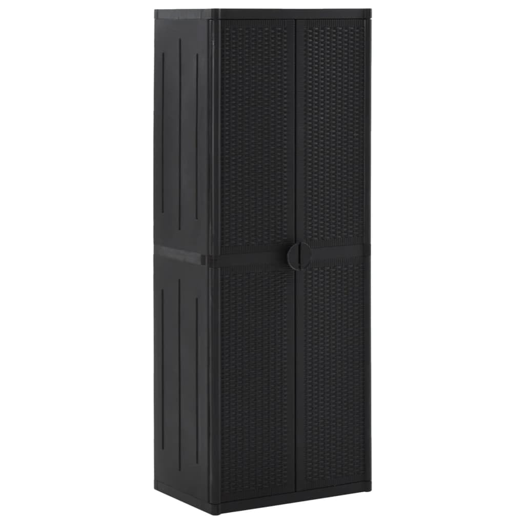 KLYEON Gartenschrank Schwarz 65x45x172 cm PP Rattan, Aufbewahrungsschränke & Schließfächer