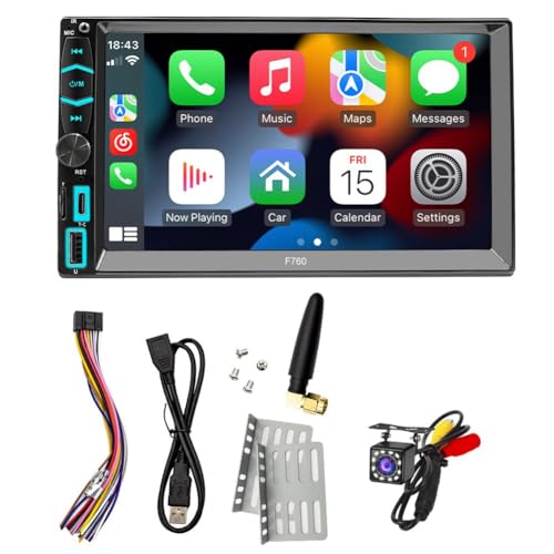 HVVENTY CarPlay-Stereo mit CarPlay und Android Auto, 7-Touchscreen-FM/AM-Radio, Bluetooth, Mirror-Link, Rückfahrkamera
