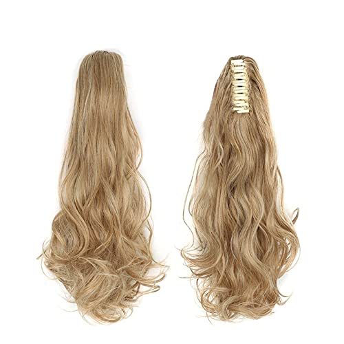 Pferdeschwanz Haarteil 55,9 cm gewelltes Pferdeschwanz-Haar mit Klaue, Clip-in-Haarverlängerung, hitzebeständige Faser, Pferdeschwanz-Haarteil for Frauen und Mädchen, Verlängerung, synthetisches, lang