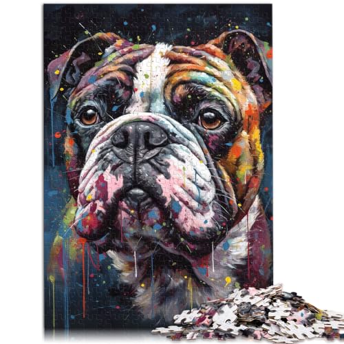 Puzzle zum Malen einer Bulldogge, 1000-teiliges Puzzlespiel, Holzpuzzle, Spaß für Aktivitäten zu Hause, Geburtstagsgeschenk, Reisegeschenk, 1000 Teile (50 x 75 cm)