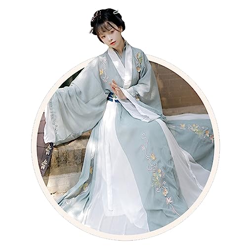 OZMDXKJ Hanfu-Kostüm für Erwachsene, Damen, im chinesischen Stil, super unsterblich, schwere Arbeit, Stickerei, Größe XL = 170–175 cm, Grün