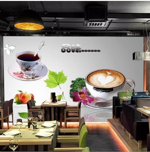 tyujlkjddlf Tapete Wandbild 3D Benutzerdefinierte Café-Wandbild, Freizeitbar-Hintergrundwand, Blumenladen, Milchteeladen, Bar-Dekorationstapete, Wandverkleidung-450Cmx300Cm