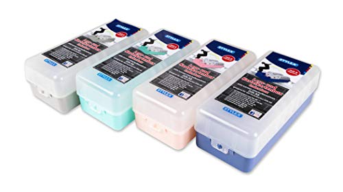 Toppoint 4x Lernbox/Karteikasten/DIN A8 / je 1x blau, rot, grün, pink