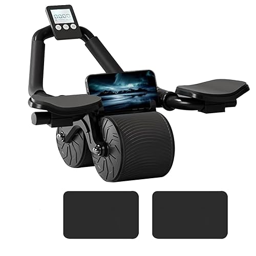 DRZHEAM Automatic Rebound Abdominal Wheel, 2 in 1 für Bauchmuskeltraining, Fitness Abdominal Rad,Wheels Roller Domestic Bauchtrainer (Black (with time))