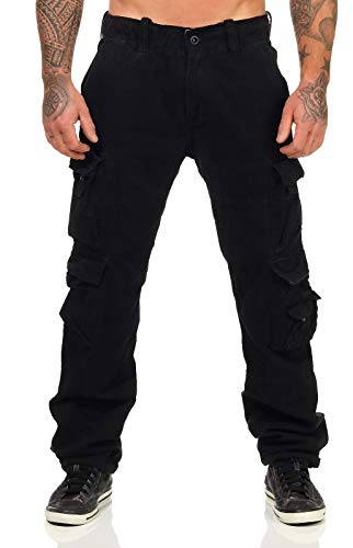 Jet Lag Herren Cargohose FW 011 Outdoor Seitentaschen Männerhose, Farbe:Schwarz, L32, W44