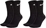 Nike 4 Paar Herren Damen Socken Lang SX4508 weiß oder schwarz, Größe:46-50, Sockenpakete:4 Paar schwarz