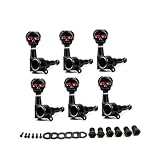 6 x Totenkopf-Stimmwirbel, Stimmmechanik, 6 rechte Gitarrensaiten, Stimmwirbel, Gitarren-Ersatzteil