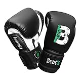 BOUT3® Kinder Boxhandschuhe | Kickboxen, Muay Thai Sparring, Training | Boxsack - Sandsack | Kampfsport, Punchinghandschuhe Coachinghandschuhe für Jungen, Mädchen (Schwarz, 8 Oz (8-12 Jahre))