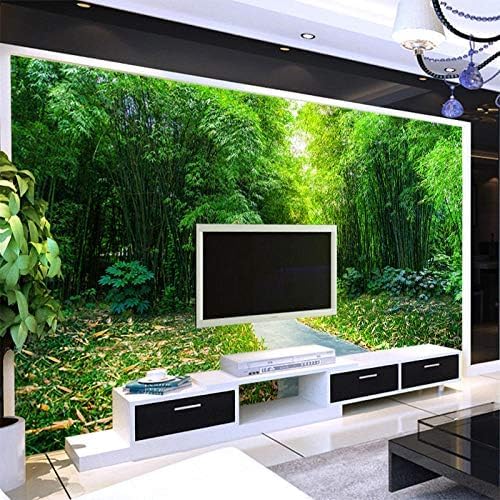 XLMING Natürliche Bambuspfad-Szenerie Küche Esszimmer Arbeitszimmer Wohnzimmer TV Hintergrund Wand 3D Tapete-350cm×256cm