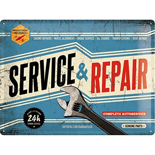 Nostalgic-Art Retro Blechschild, Service & Repair – Geschenk-Idee für Auto & Motorrad-Fans, aus Metall, Vintage-Design zur Dekoration, 30 x 40 cm